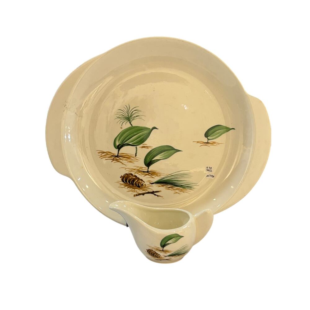 WS George pine cone handled platter and gravy boat S0811 2 pc set